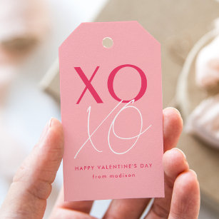 Etiquetas Para Regalos El día de San Valentín rosa XOXO moderno