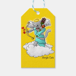 Etiquetas Para Regalos El día de San Valentín Smokey Gray Cupido Cat