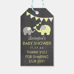 Etiquetas Para Regalos El elefante amarillo Baby Shower le agradece