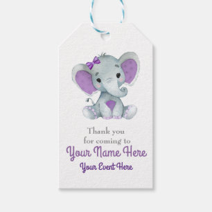Etiquetas Para Regalos El elefante gris púrpura adaptable le agradece
