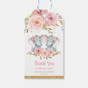 Etiquetas Para Regalos El elefante Rubor color rosa mellizos florales fav