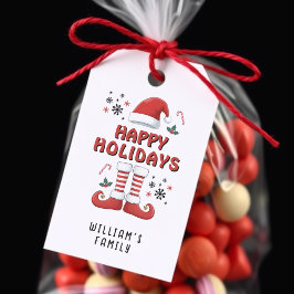 Etiquetas Para Regalos El navidad Elf Boots Santa Claus Gorra White