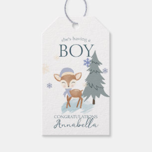 Etiquetas Para Regalos El niño venado de invierno lindo Fawn