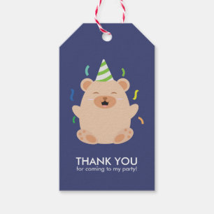 Etiquetas Para Regalos El oso de Brown adorable embroma a la fiesta de