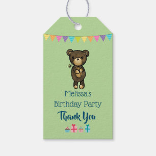 Etiquetas Para Regalos El oso marrón lindo con la flor amarilla gracias p