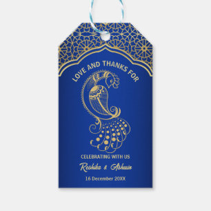 Etiquetas Para Regalos El pavo real de oro azul diseño árabe indio