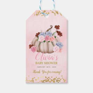 Etiquetas Para Regalos El pequeño chica floral Baby Shower de la calabaz