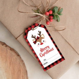 Etiquetas Para Regalos El reno blanco rojo se puso Feliz Navidad a