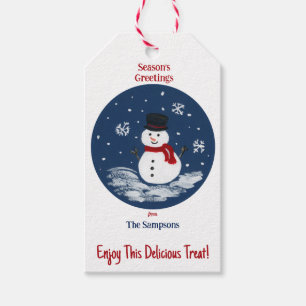 Etiquetas Para Regalos El rojo muñeco de nieve PERSONALIZA mucho tiempo