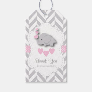 Etiquetas Para Regalos El rosa, el elefante gris blanco Baby Shower le