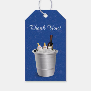 Etiquetas Para Regalos El sorbo azul del vino y de los biberones y ve