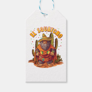 Etiquetas Para Regalos El Squatcho Bigfoot con Maraca, Sombrero y Ponc