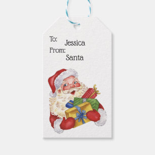 Etiquetas Para Regalos El Viejo Santa Claus De Jolly Con Regalos Personal