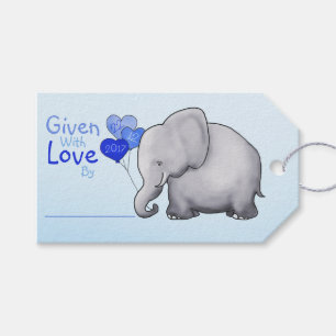 Etiquetas Para Regalos Elefante azul Baby Shower dado con el regalo del