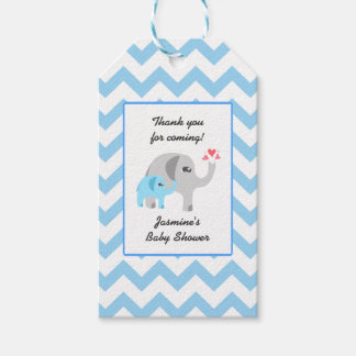 Etiquetas Para Regalos Elefante Baby Shower azul y blanco