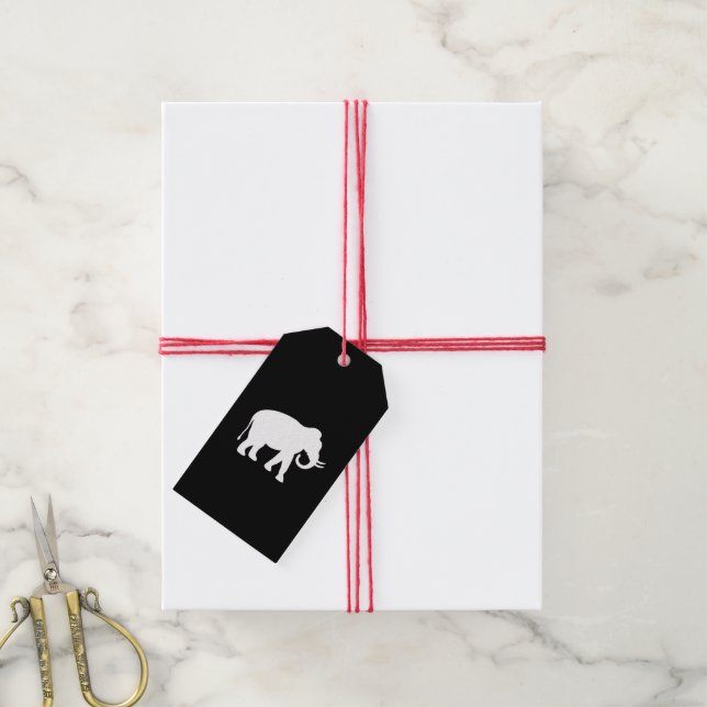 Etiquetas Para Regalos Elefante blanco (Con cuerda)