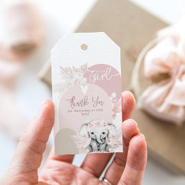 Etiquetas Para Regalos Elefante es un chica Boho Floral Rosa Baby Shower
