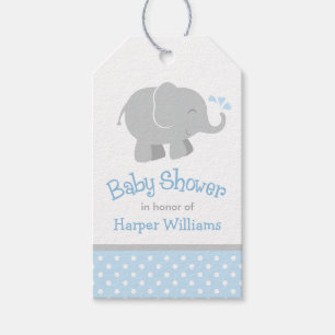 Etiquetas Para Regalos Elefante moderno azul y gris Baby Shower