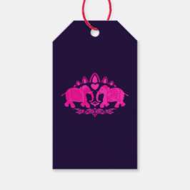 Etiquetas Para Regalos Elefantes asiáticos de la etnia azul rosada