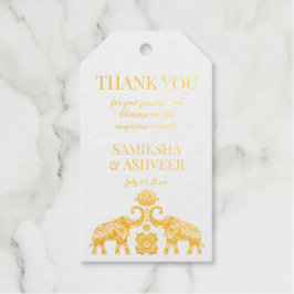 Etiquetas Para Regalos elefantes de rangoli dorados boda indio gracias