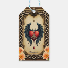 Etiquetas Para Regalos Elegancia celta con corazón y alas.