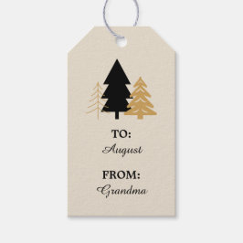 Etiquetas Para Regalos Elegant Black & Gold Christmas Tree