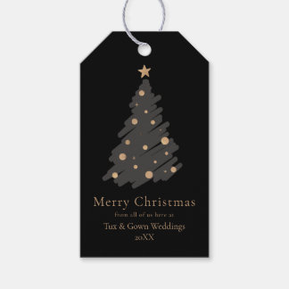 Etiquetas Para Regalos Elegant Black Grey Gold Script Christmas Tree