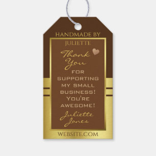 Etiquetas Para Regalos Elegant Brown Faux Gold Script Signature Thank You