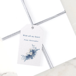 Etiquetas Para Regalos Elegant Dusty Blue Botanical Floral Wedding