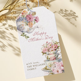 Etiquetas Para Regalos Elegant Floral Vintage Tea Happy Mother's Day