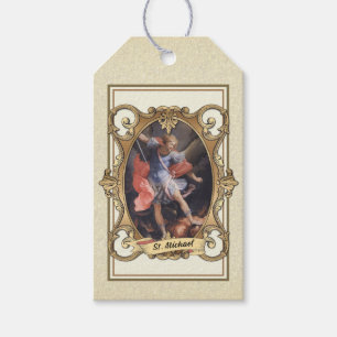 Etiquetas Para Regalos Elegant Gold St. Michael el Archangel Religioso