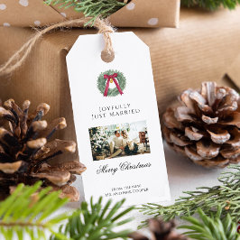 Etiquetas Para Regalos Elegant Just Married Newlywed Christmas Photo Card