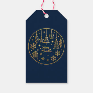 Etiquetas Para Regalos Elegant Navy Blue Gold Ornament Christmas Gift Tag