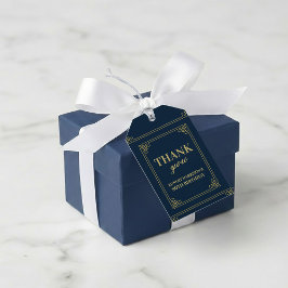 Etiquetas Para Regalos Elegant Navy Gold 80th Birthday Thank You