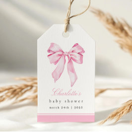 Etiquetas Para Regalos Elegant Pink Bow Baby Shower 