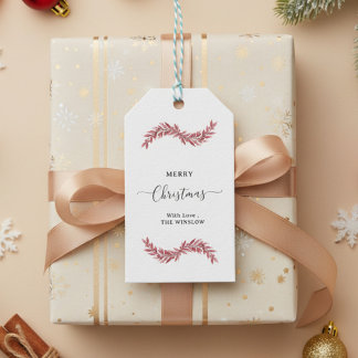 Etiquetas Para Regalos Elegant Pink Merry Christmas Gift Tag – Floral 