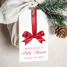Etiquetas Para Regalos Elegant Red Bow Christmas Baby Shower