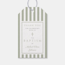 Etiquetas Para Regalos Elegant Sage Green Religious Cross Baptism