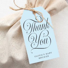Etiquetas Para Regalos Elegant Script Light Blue  Boy Baby Shower Favor