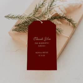 Etiquetas Para Regalos Elegant Script Wine Red Wedding Favor Thank You