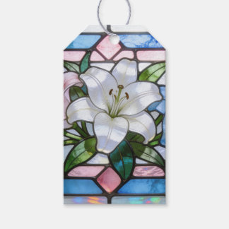 Etiquetas Para Regalos Elegant Stained Glass Lily Floral Design in Soft P