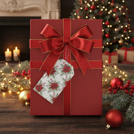 Etiquetas Para Regalos Elegant Watercolor Poinsettia Christmas To / From 