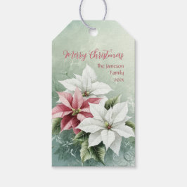 Etiquetas Para Regalos Elegant White Pink Christmas Poinsettias 