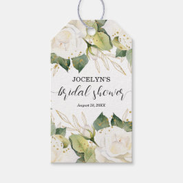 Etiquetas Para Regalos Elegant White Roses Bridal Shower