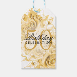 Etiquetas Para Regalos Elegante 50 aniversario de fiesta floral oro blanc