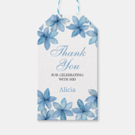 Etiquetas Para Regalos Elegante acuarela Blue Flower Birday Gracias