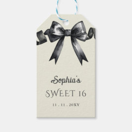 Etiquetas Para Regalos Elegante acuarela Coquette Black Bow Sweet 16