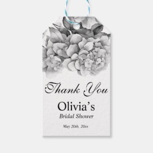 Etiquetas Para Regalos Elegante acuarela floral gris y blanco