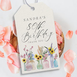 Etiquetas Para Regalos Elegante acuarela Florals 80º cumpleaños Gracias