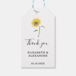 Etiquetas Para Regalos Elegante acuarela Girasol Gracias Boda